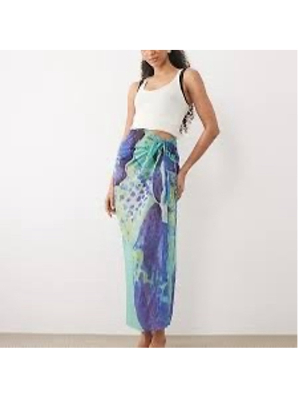 ASOS Tropical Print Sarong Size 2 Pink and Green - Picture 7 of 7